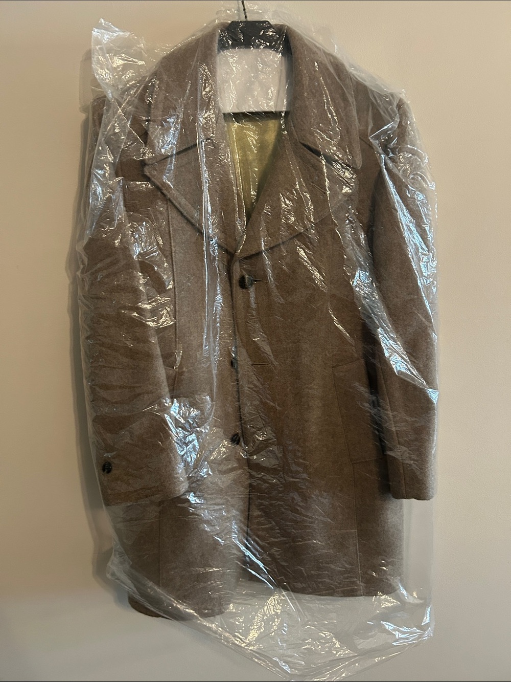 Women's Tan Wool Pea Coat - Tailored Single-Breasted Style